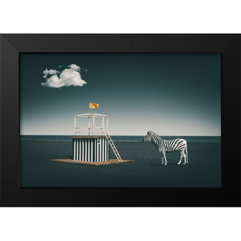 Zebra Style Black Modern Wood Framed Art Print by Hennen, Marcus