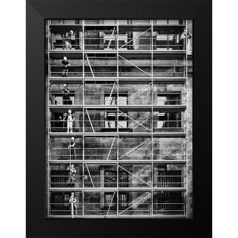 Working Hard Black Modern Wood Framed Art Print by Pfeiffer, Peter
