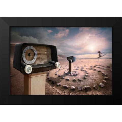 Do Re Me Black Modern Wood Framed Art Print by Mymon, Noam