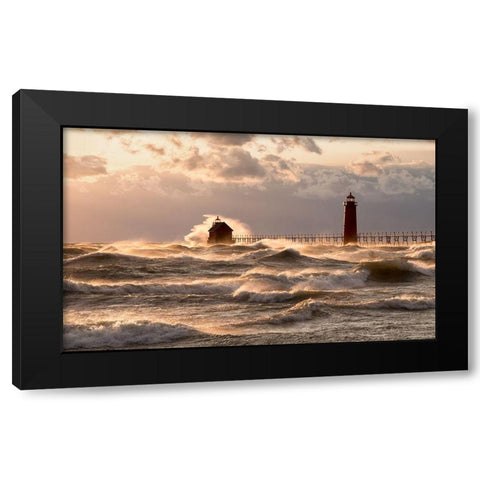 Raging Lake Black Modern Wood Framed Art Print by Li, Alex