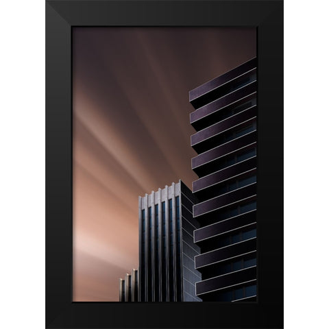 Lines In The Sky Black Modern Wood Framed Art Print by Lopez Ruiz, Juan