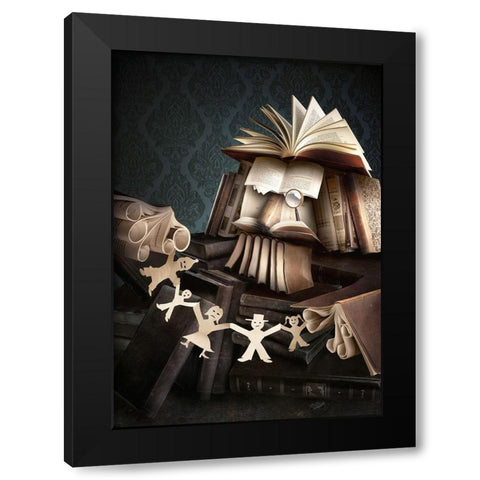 Family Stories Black Modern Wood Framed Art Print with Double Matting by Kiciak, Christophe
