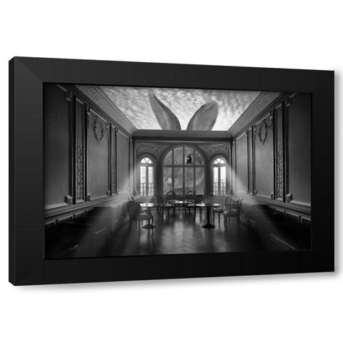 In A Rabbits World Black Modern Wood Framed Art Print by Marcel, Christian