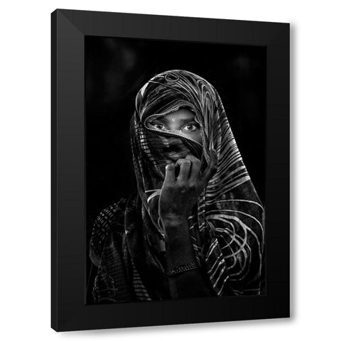 Street Portrait In A Village Close To Delhi Black Modern Wood Framed Art Print with Double Matting by Cavalli, Giovanni