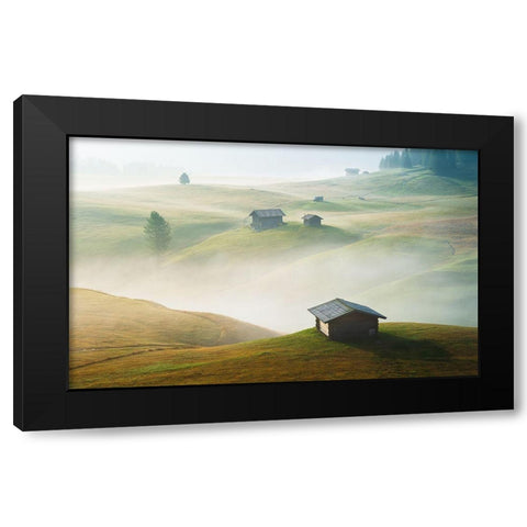 Seiseralm Black Modern Wood Framed Art Print by Muqa, Burim