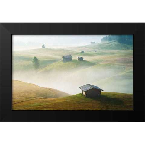 Seiseralm Black Modern Wood Framed Art Print by Muqa, Burim