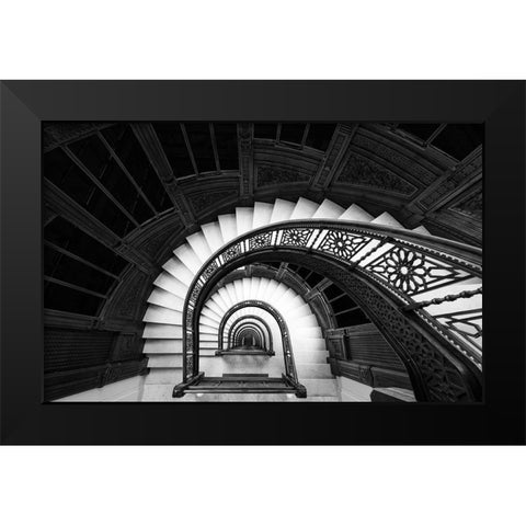 Staircase Black Modern Wood Framed Art Print by Zhao, Henry