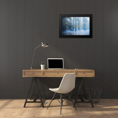 Foggy Swamp Morning Black Modern Wood Framed Art Print by H., Aijing
