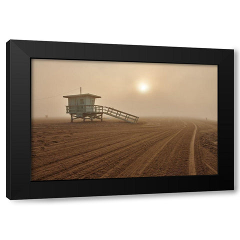 Fog On The Beach - Santa Monica Black Modern Wood Framed Art Print by Froyda, Martin