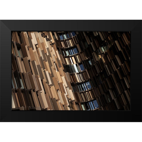 New Shapes Black Modern Wood Framed Art Print by Tagliarino, Marco