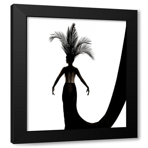 Palm Leaf Headdress Black Modern Wood Framed Art Print by Kustas, Anders