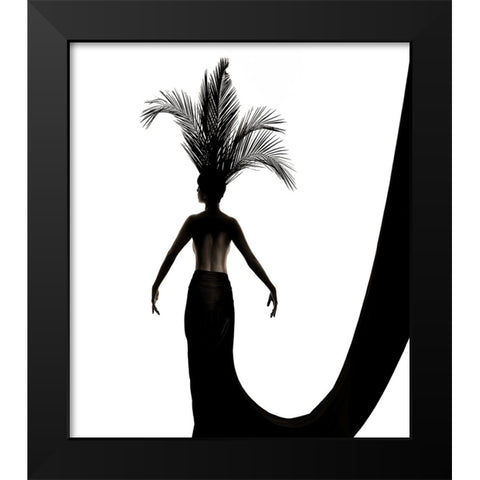 Palm Leaf Headdress Black Modern Wood Framed Art Print by Kustas, Anders