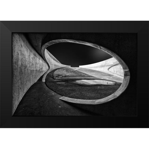 Throught The Hole Black Modern Wood Framed Art Print by Van De, Jeroen
