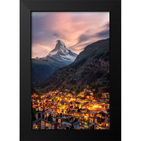 Fairytale Mountain Black Modern Wood Framed Art Print by Perez Aamp, Alvaro