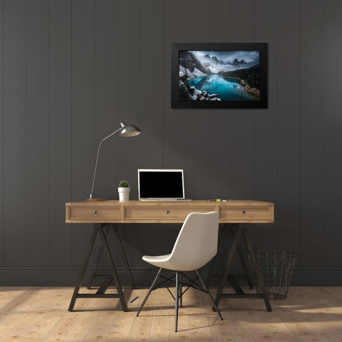 Moraine Lake Black Modern Wood Framed Art Print by Heinz, Timo