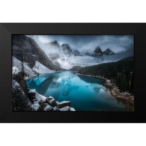 Moraine Lake Black Modern Wood Framed Art Print by Heinz, Timo