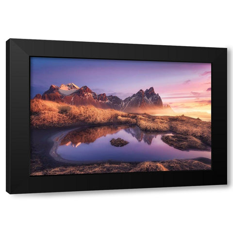 Good Morning Stokkness Black Modern Wood Framed Art Print by Roadtothemoon