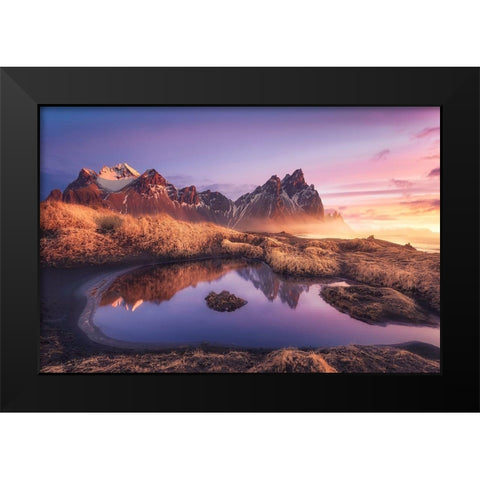 Good Morning Stokkness Black Modern Wood Framed Art Print by Roadtothemoon