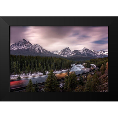 Last Train To Light Black Modern Wood Framed Art Print by Ruiz Dueso, Jorge