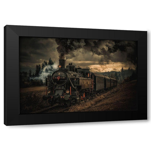 Gold Digger Train Black Modern Wood Framed Art Print with Double Matting by Bichler, Hubert