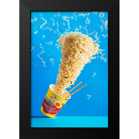 Never Do Art On An Empty Stomach Black Modern Wood Framed Art Print by Belenko, Dina