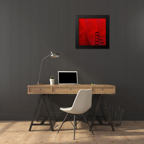 The Red Wall Black Modern Wood Framed Art Print by Schuster, Inge
