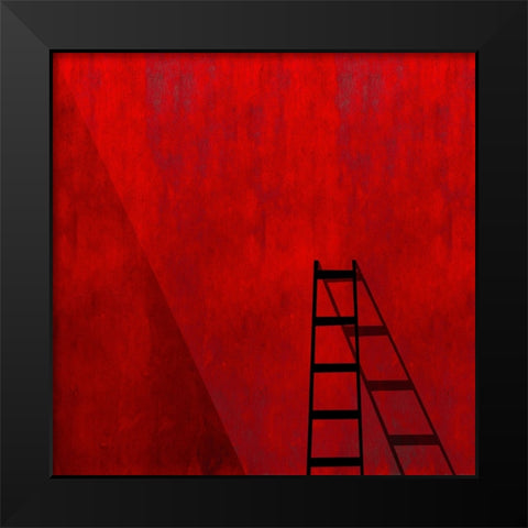 The Red Wall Black Modern Wood Framed Art Print by Schuster, Inge