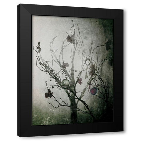 Moody Christmas Black Modern Wood Framed Art Print by Devos, Delphine