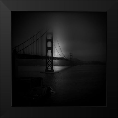 Golden Gate - Night Study Black Modern Wood Framed Art Print by Buder, Stefan