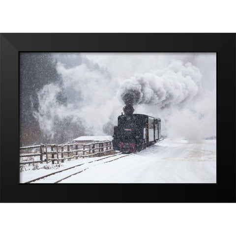 Mocanita Hutulca Black Modern Wood Framed Art Print by Dorin Lucian, Sveduneac