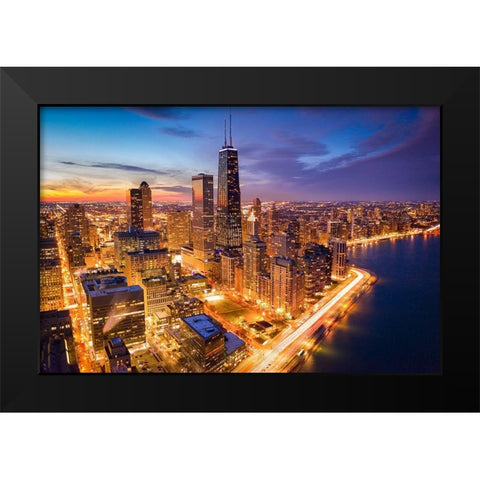 Chicago! Chicago! Black Modern Wood Framed Art Print by Zheng, Michael