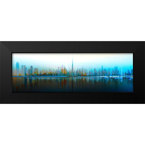 Dubai Skyline Day Black Modern Wood Framed Art Print by Chiriaco, Carmine