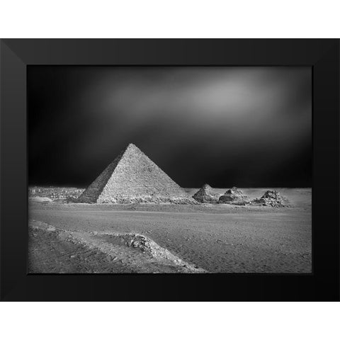 Pyramids Black Modern Wood Framed Art Print by Abdollh Al, Essam