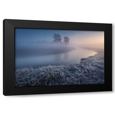 Cold A Bucolic Sunrise Black Modern Wood Framed Art Print with Double Matting by Rebustini, Luca