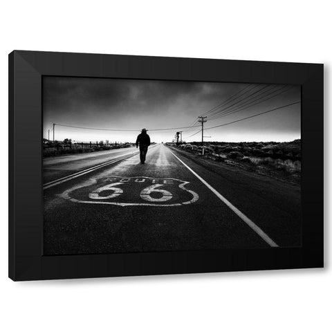 Historical Road Black Modern Wood Framed Art Print by Guo, Leah