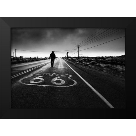 Historical Road Black Modern Wood Framed Art Print by Guo, Leah