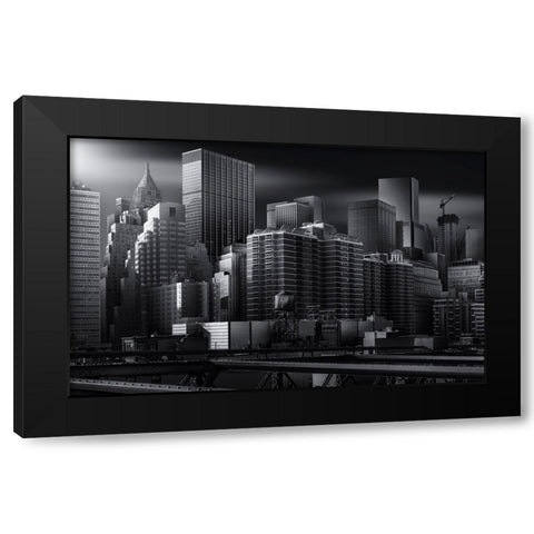 Dark City Black Modern Wood Framed Art Print by Ruiz Dueso, Jorge