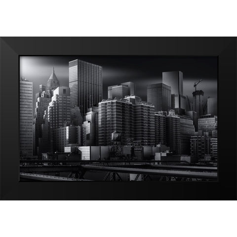Dark City Black Modern Wood Framed Art Print by Ruiz Dueso, Jorge
