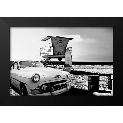 Lifeguard Station 13 Black Modern Wood Framed Art Print by Butterworth, Larry