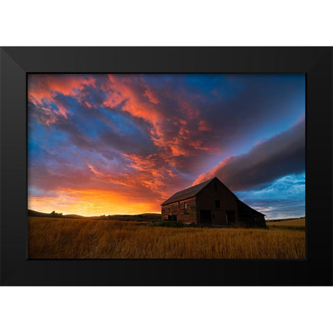 Witness Of Sunset Black Modern Wood Framed Art Print by Fan, John