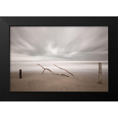 In The Wind Black Modern Wood Framed Art Print by Della Latta, Massimo