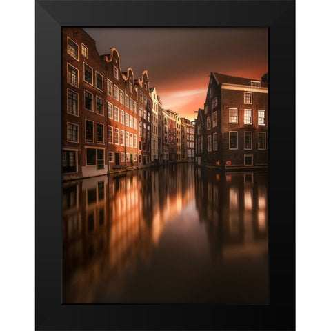Amsterdam Evening Black Modern Wood Framed Art Print by Rebustini, Luca