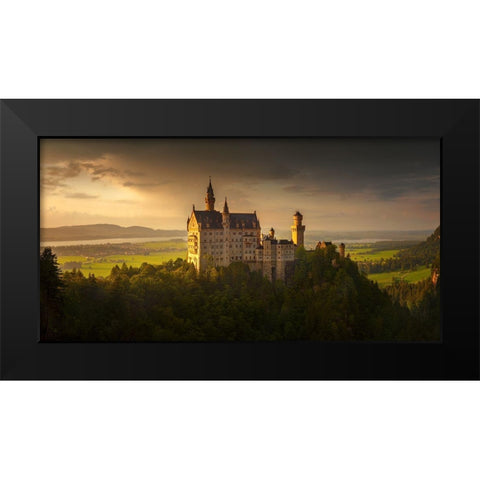 Neuschwanstein Black Modern Wood Framed Art Print by Kruczynski, Wojciech