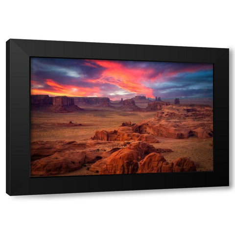 Hunts Mesa Black Modern Wood Framed Art Print by Zheng, Michael
