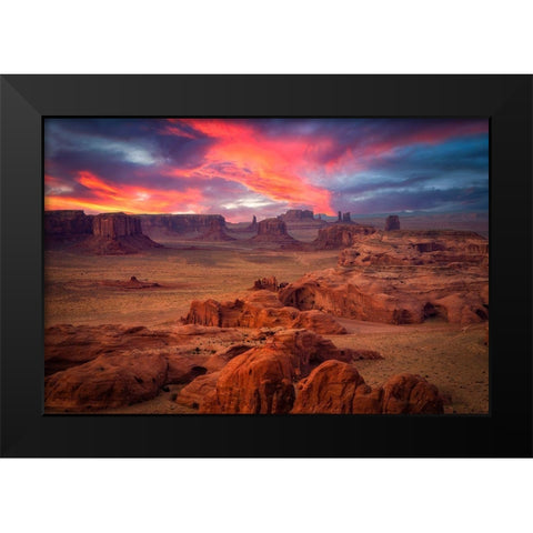 Hunts Mesa Black Modern Wood Framed Art Print by Zheng, Michael