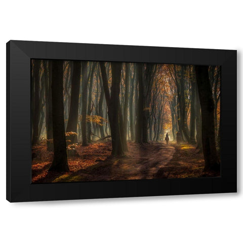 Early Horse Ride Black Modern Wood Framed Art Print with Double Matting by Haaksma, Piet
