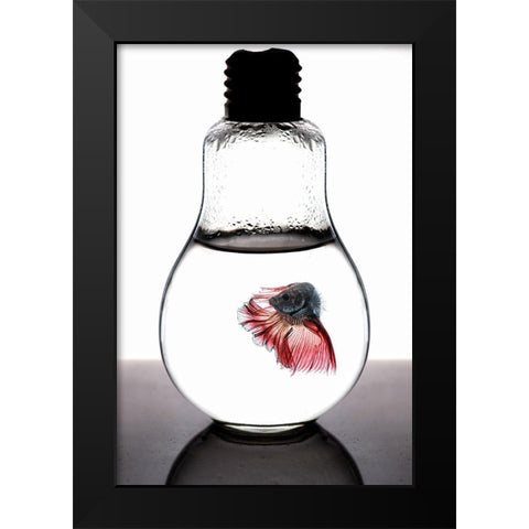Betta Fish Red Black Modern Wood Framed Art Print by Nasution, Girdan