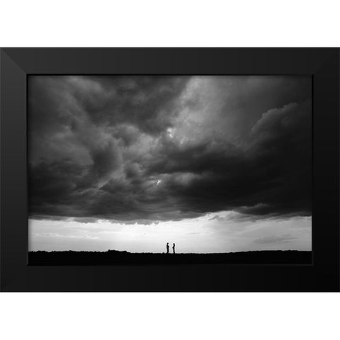 Talk Under The Sky Black Modern Wood Framed Art Print by Ascic, Simun