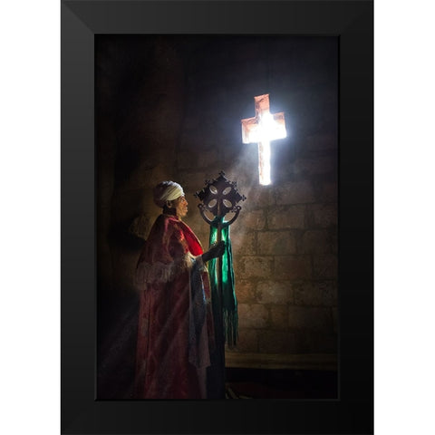A Priest In Lalibela Black Modern Wood Framed Art Print by Cavalli, Giovanni