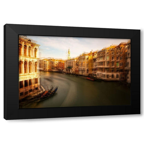 Venezia # 4 Black Modern Wood Framed Art Print with Double Matting by Della Latta, Massimo